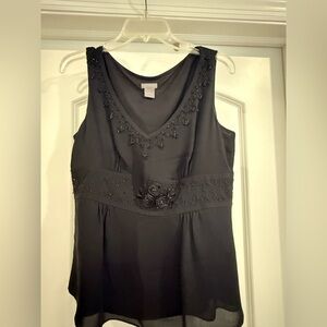 Ann Taylor Black Embellished sleeveless blouse